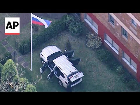 Man arrested after SUV crashes into Russian consulate gates in Sydney